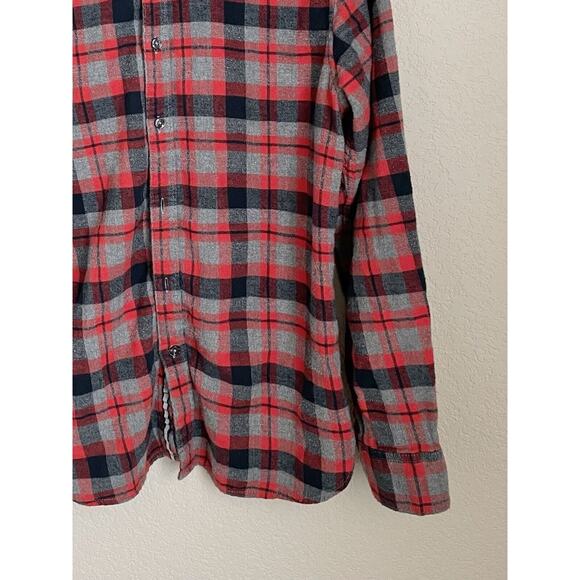 Denim & Flower Mens Medium Red 100% Cotton Flannel Button Up Shirt Preowned - Picture 4 of 10